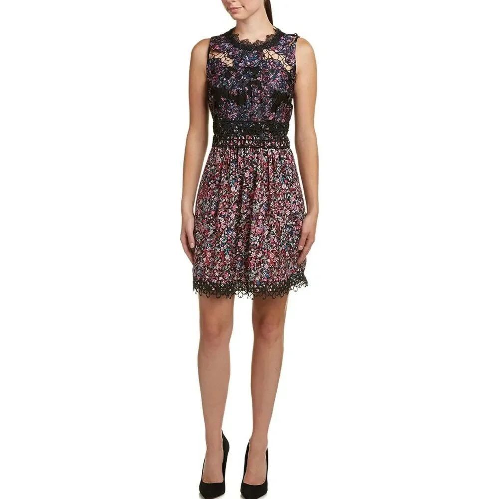 Eli Tahari embroidered lace floral dress size 10